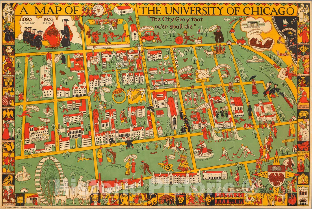 Historic Map : the University of Chicago, 1932 - Vintage Wall Art