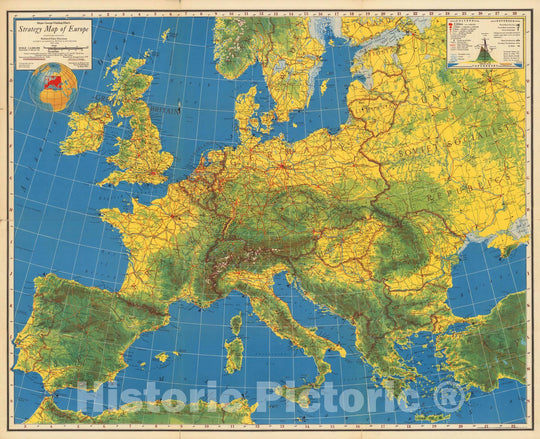 Historic Map : Major George Fielding Eliot's Strategy Map of Europe, 1940 - Vintage Wall Art