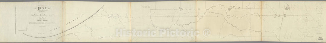 Historic Map : Northern Boundary Line Of The State Of Indiana, 1827, Vintage Wall Decor