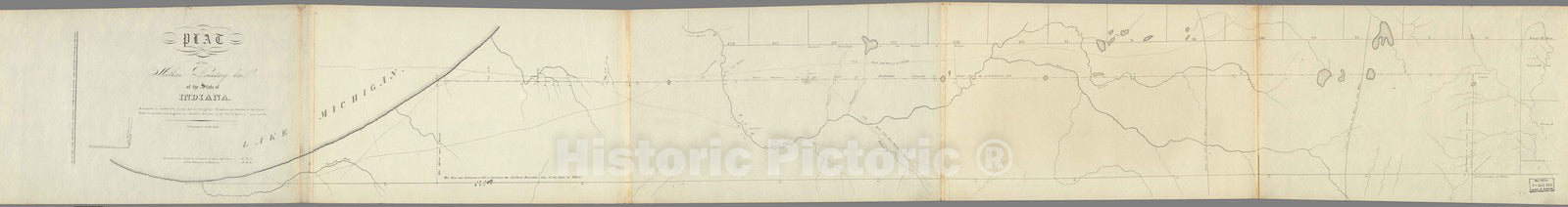 Historic Map : Northern Boundary Line Of The State Of Indiana, 1827, Vintage Wall Decor