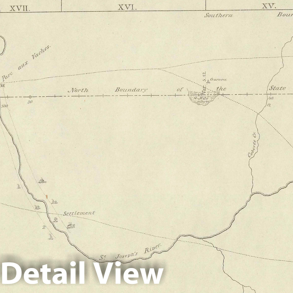 Historic Map : Northern Boundary Line Of The State Of Indiana, 1827, Vintage Wall Decor