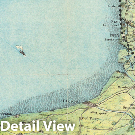 Historic Map : Map of the London - Paris route. Imperial airways Ltd, 1928 - Vintage Wall Art