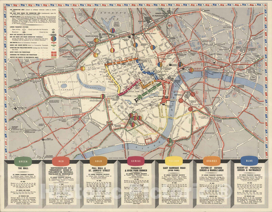 Historic Map : London Underground. 1953 - Vintage Wall Art