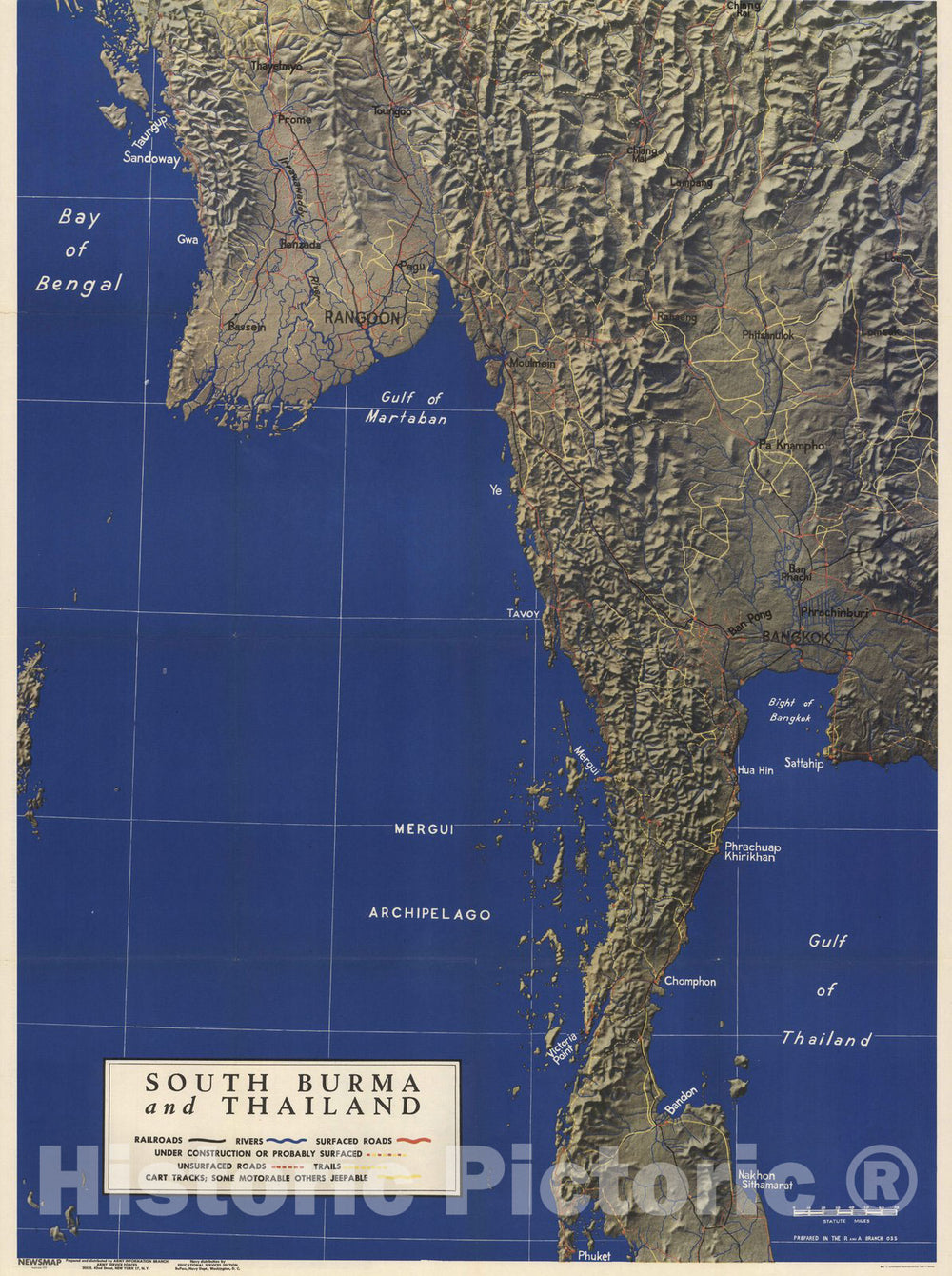 Historic Map - South Burma and Thailand. Newsmap. Monday, December 25, 1944 Vol. III. No 36F, 1944 - Vintage Wall Art