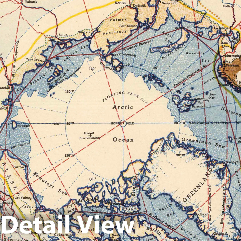 Historic Map : Arctic Arena of World War II. 1942 - Vintage Wall Art