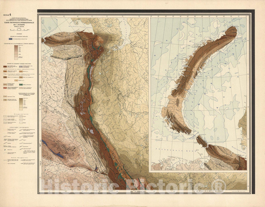 Historic Map : Feuille 4. Carte Tectonique Internationale de L'Europe. 1962 - Vintage Wall Art