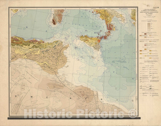 Historic Map : Feuille 14. Carte Tectonique Internationale de L'Europe. 1962 - Vintage Wall Art