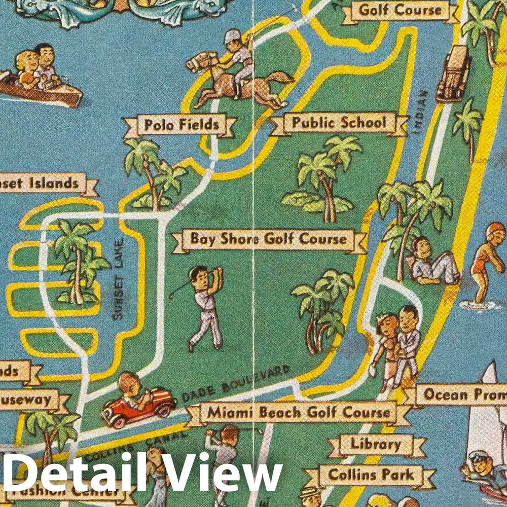 Historic Map : Miami Beach is Calling You. 1936 - Vintage Wall Art