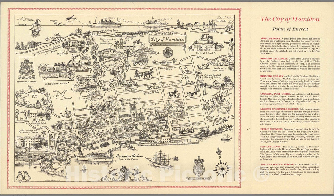 Historic Map : City of Hamilton, and Pembroke Parish. 1930 - Vintage Wall Art