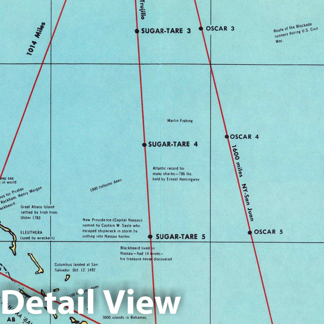 Historic Map : PAA. Pan American Flight Map. New York and Caribbean, 1948 - Vintage Wall Art