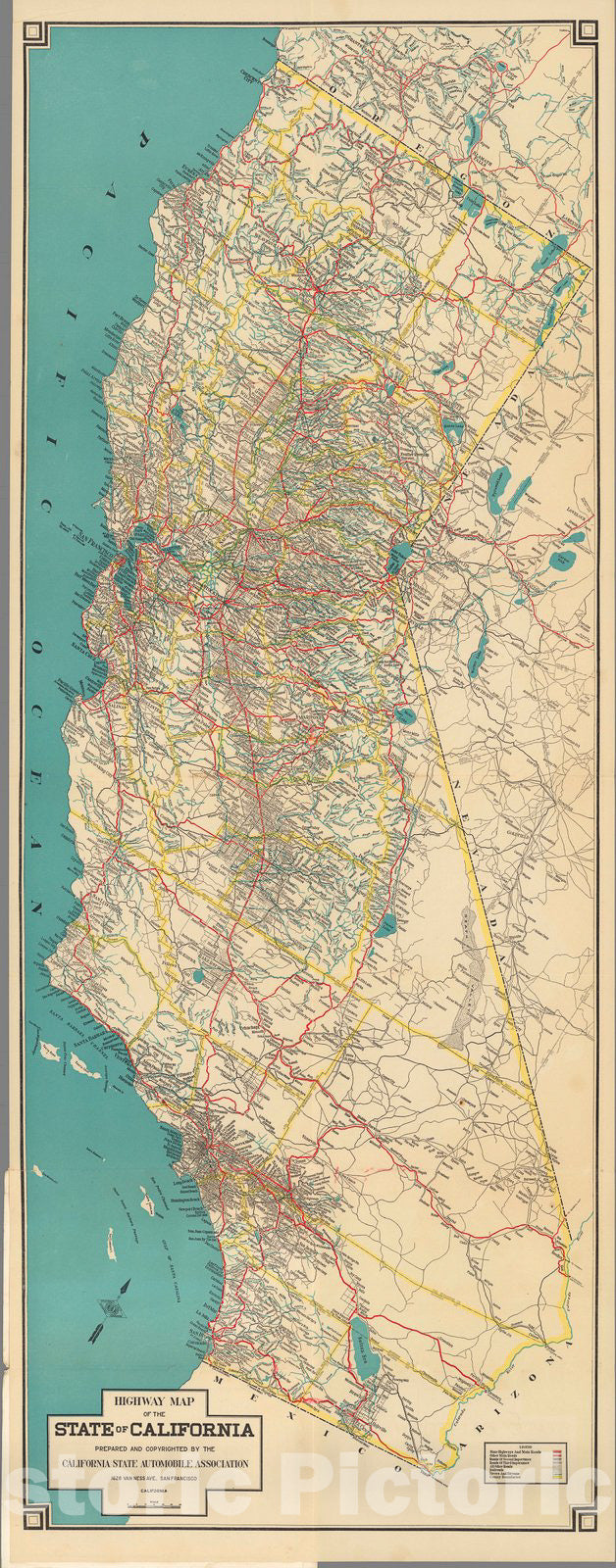 Historic Map : Official Highway Map of the State of California., 1925, Vintage Wall Decor