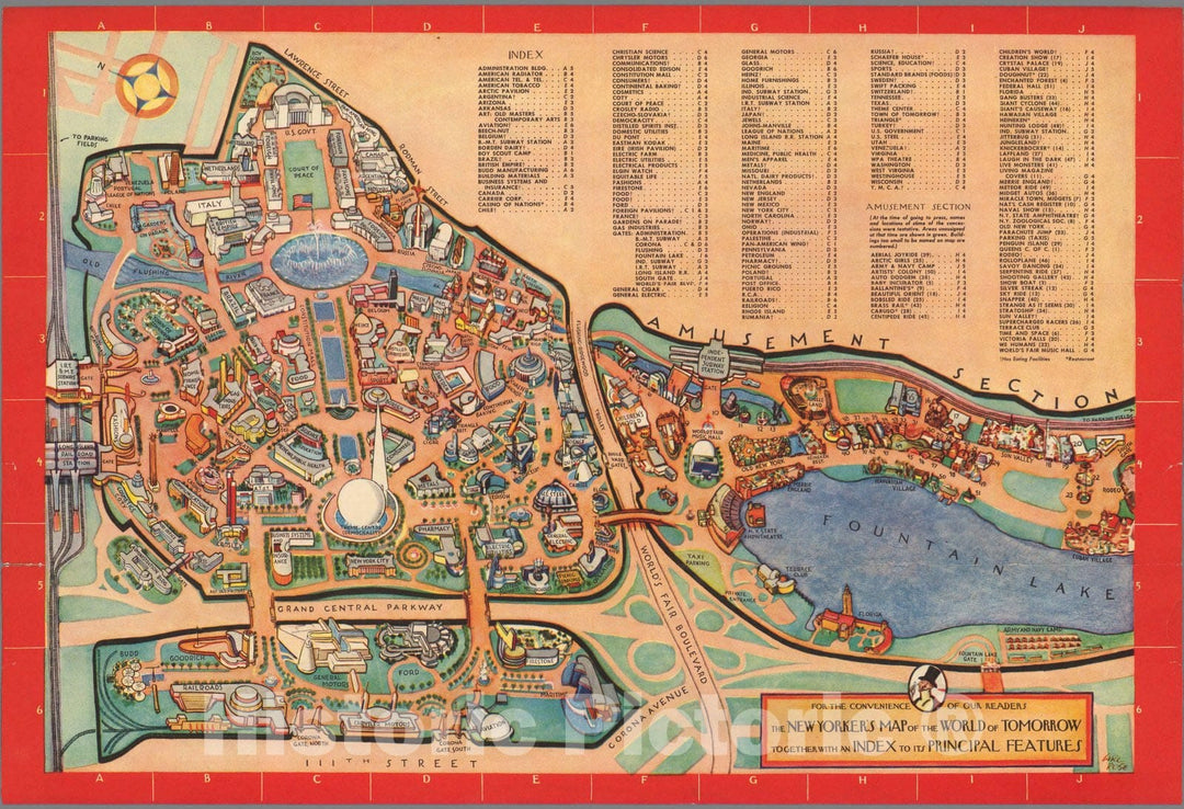 Historic Map : The New Yorker's Map of the World of Tomorrow, New York 1939 World's Fair, 1939 - Vintage Wall Art