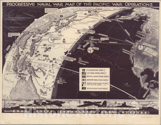 Historic Map : Progressive Naval War Map of the Pacific War Operations, 1942 - Vintage Wall Art