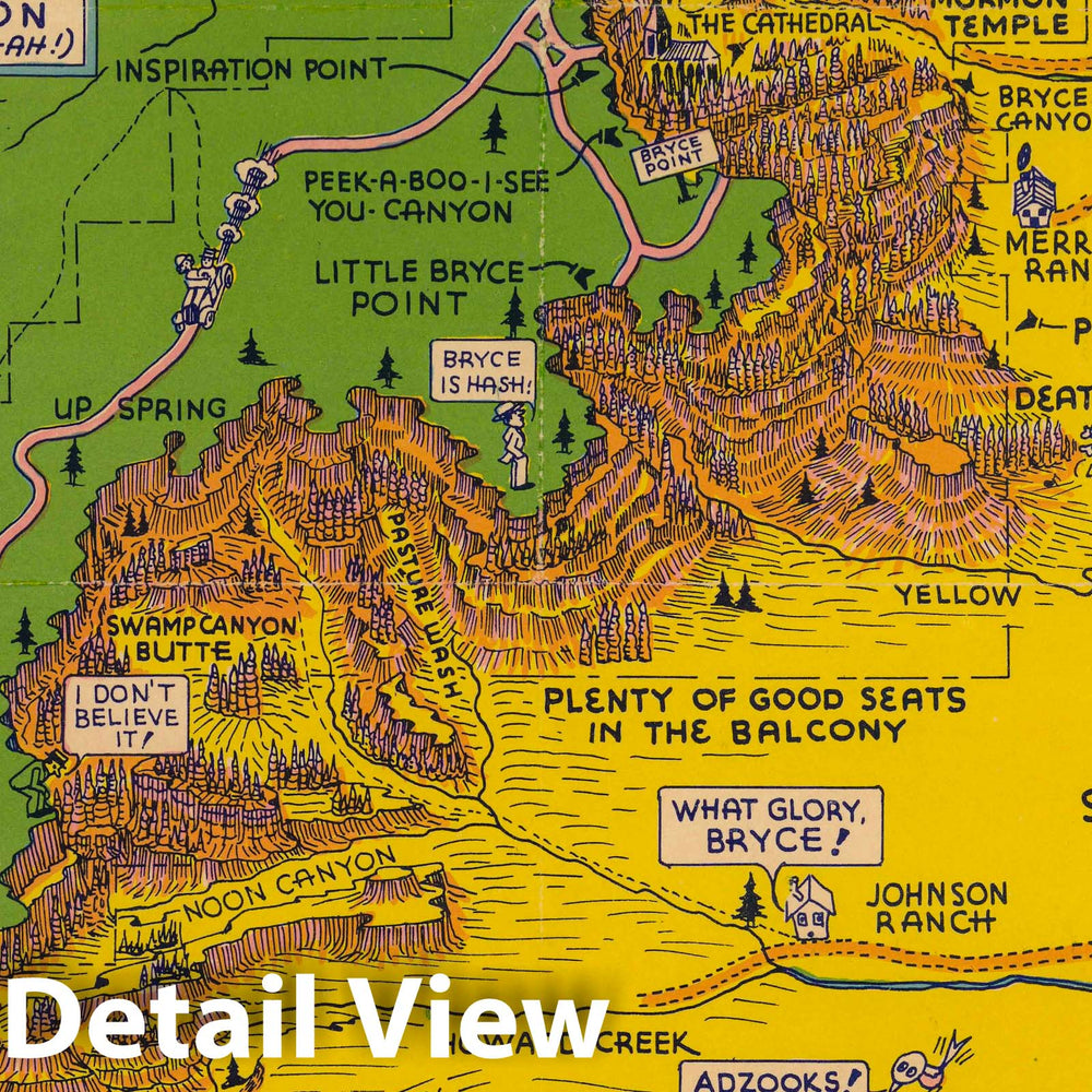 Historic Map : Hysterical Map of Bryce Canyon National Park, 1940 - Vintage Wall Art