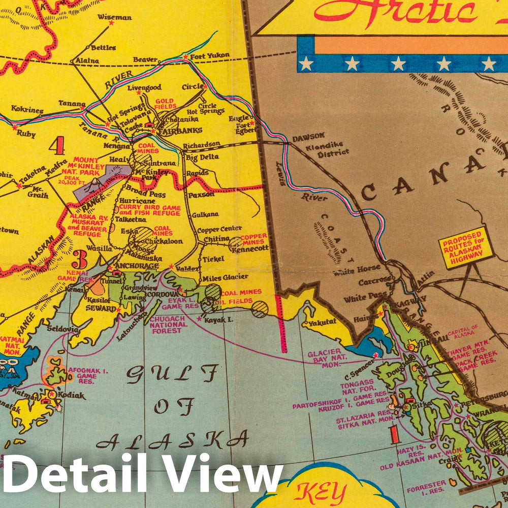 Historic Wall Map : Alaska Arctic treasureland 1940 - Vintage Wall Art