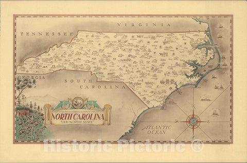 Historic Map : An historical and geographical map of the State of North Carolina, 1934 v2