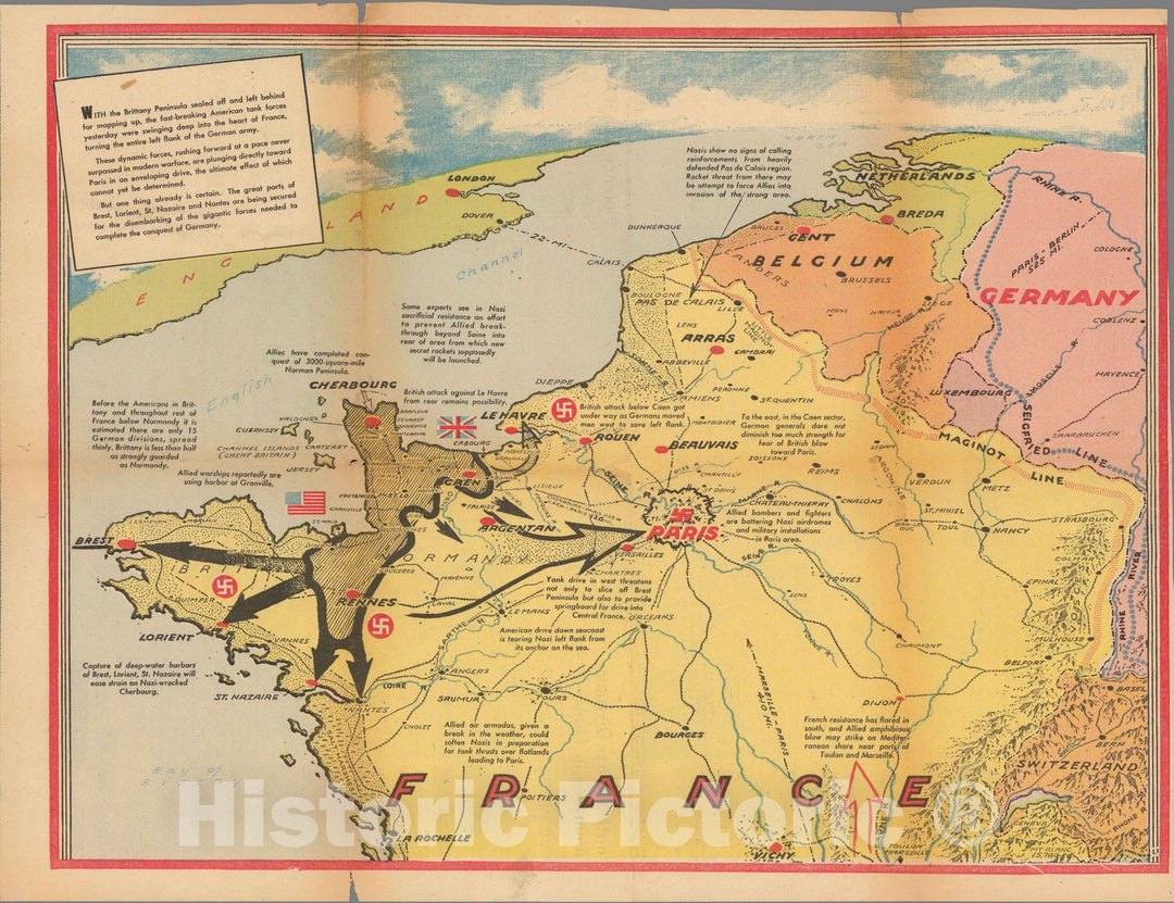 Historic Map : France 1943 - Vintage Wall Art