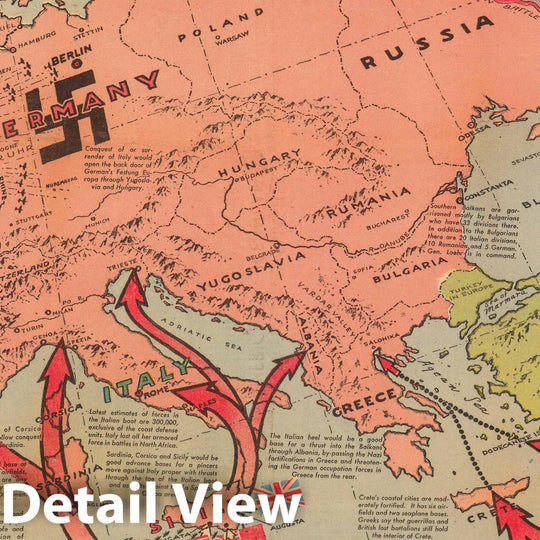 Historic Map : When Sicily is conquered, where will the Allies strike 1943 - Vintage Wall Art