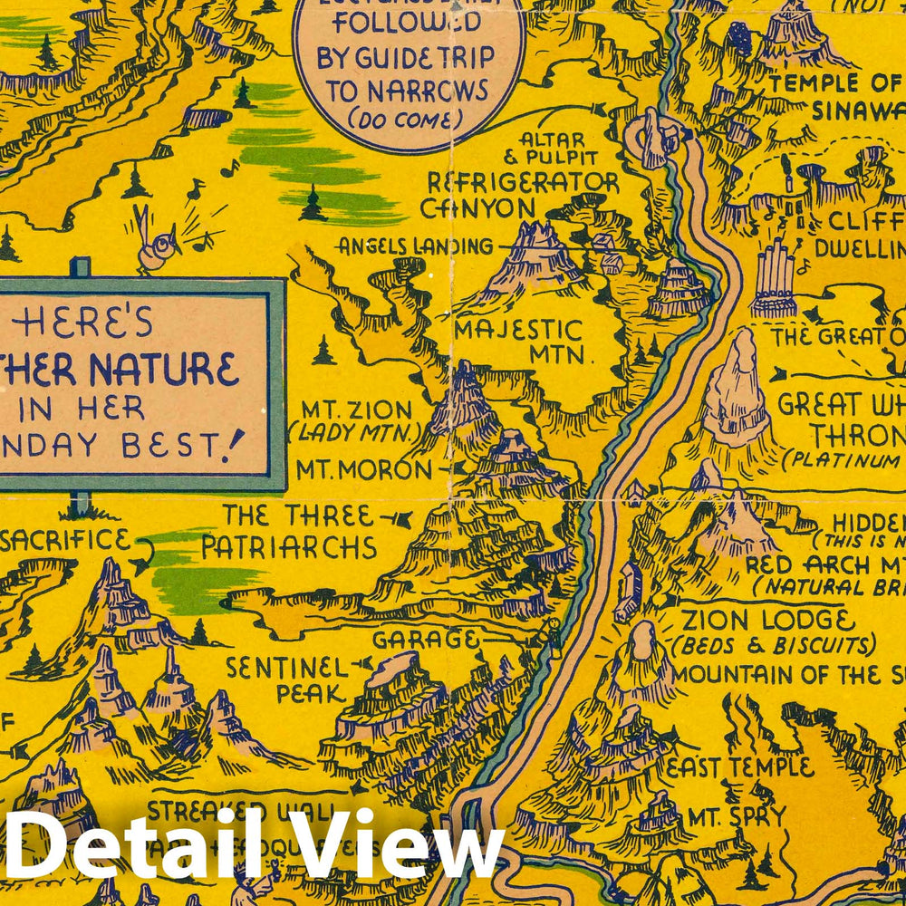 Historic Map : A histerical map of Zion National Park, 1939 - Vintage Wall Art