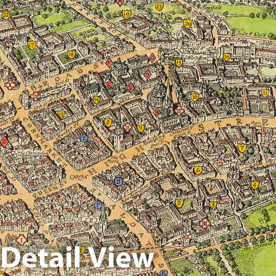 Historic Map : Oxford : No. 2 of the wayabout series of pictorial maps, 1936 - Vintage Wall Art