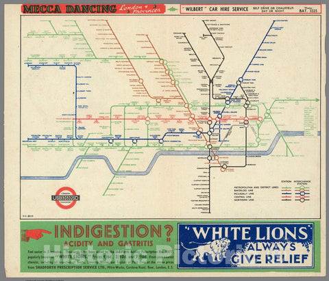 Historic Map - Pocket Map, London Underground Transport 1941 - Vintage Wall Art