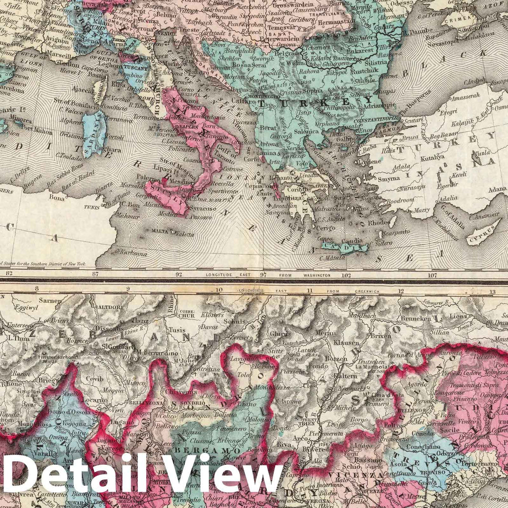 Historic Map : Advertisement, Colton's Europe ; Colton's Northern Italy : seat of war 1859 - Vintage Wall Art