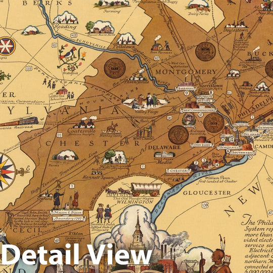 Historic Map : the territory served by Philadelphia Electric Company, 1951 - Vintage Wall Art