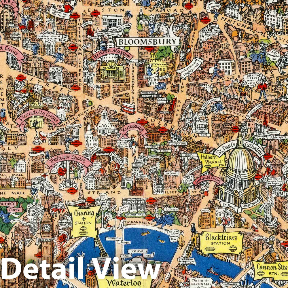 Historic Map : Pocket Map, London Town 1948 - Vintage Wall Art