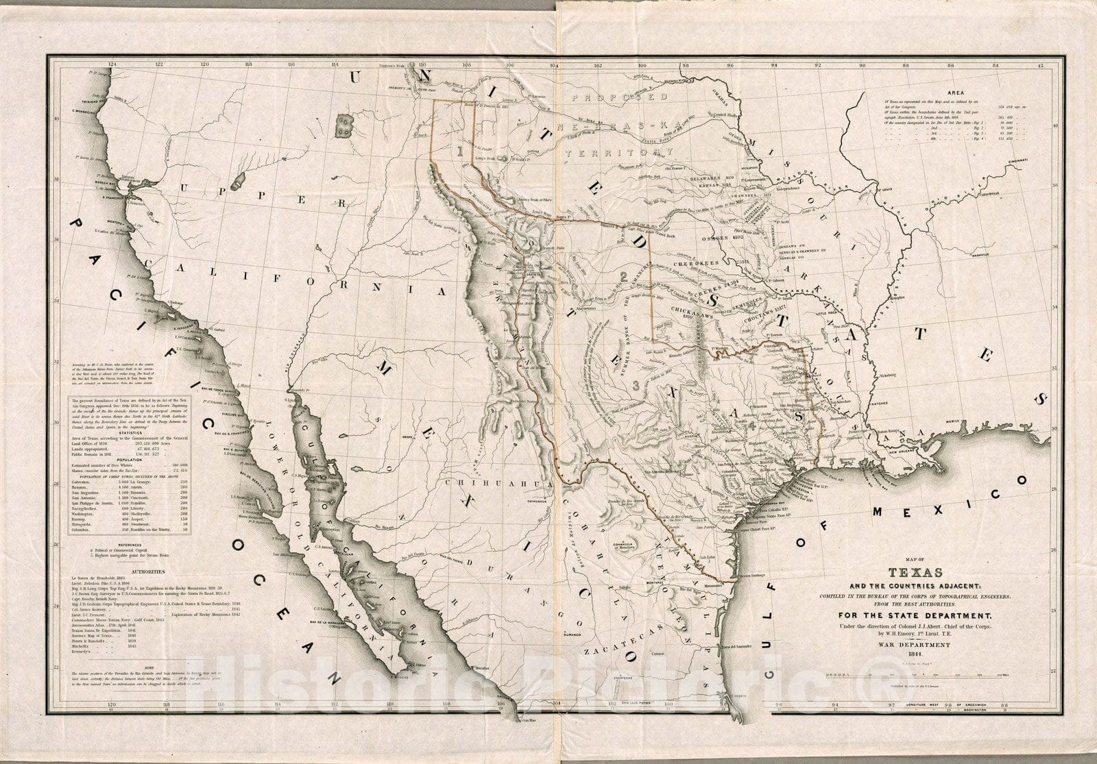 Historic Map : Map of Texas And The Countries Adjacent, 1844 - Vintage Wall Art