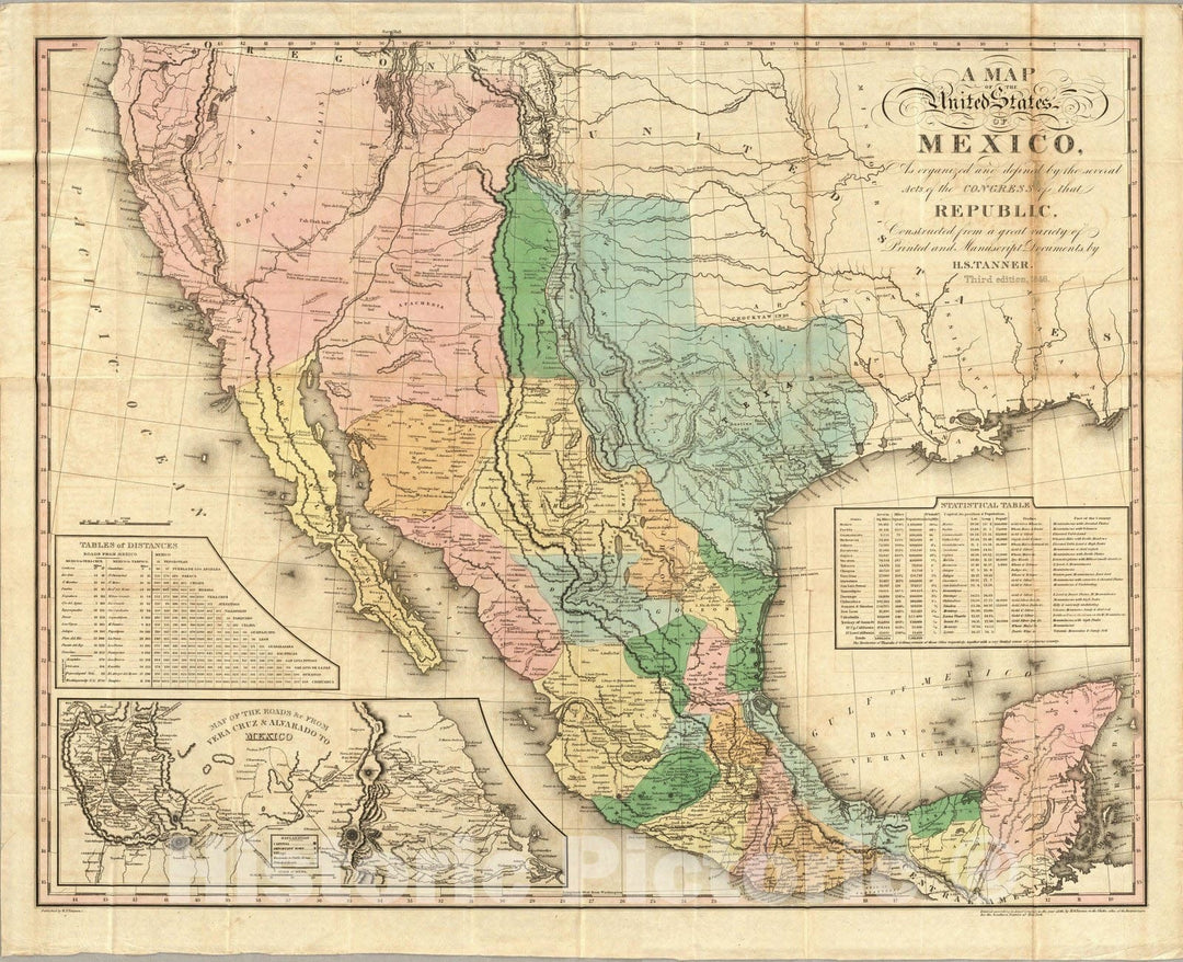 Historic Map : Map of The United States of Mexico, 1846 - Vintage Wall Art