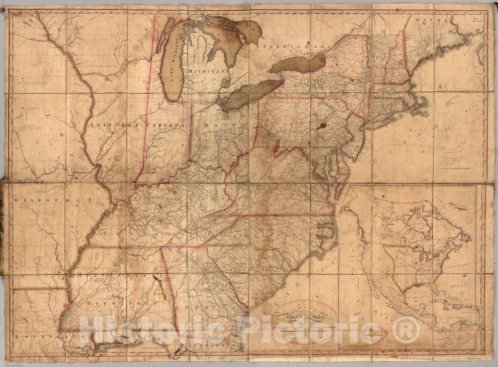 Historic Map : Map of the United States, 1812 - Vintage Wall Art