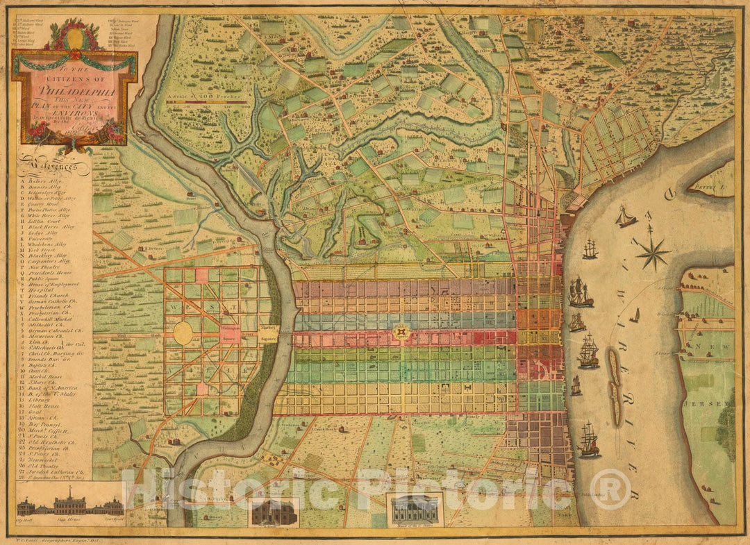 Historic Map - Philadelphia. 1802 - Vintage Wall Art