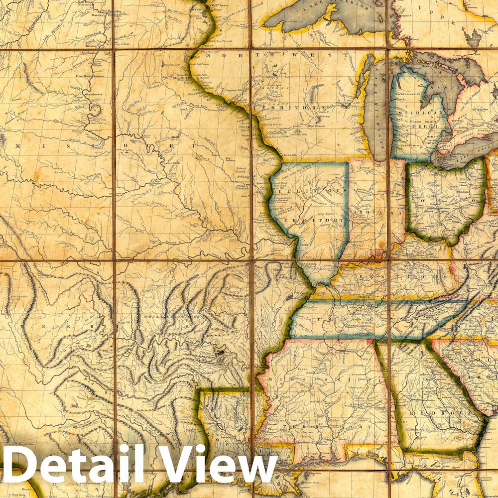 Historic Map : Map of the United States with the Contiguous British & Spanish Possessions, 1823, John Melish, Vintage Wall Art