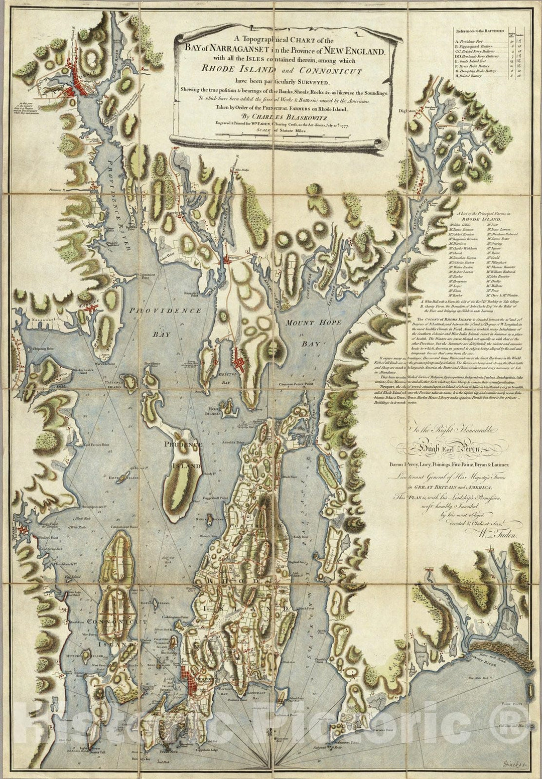 Historic Map : Case Map, Topographical Chart of the Bay of Narraganset. 1777 - Vintage Wall Art