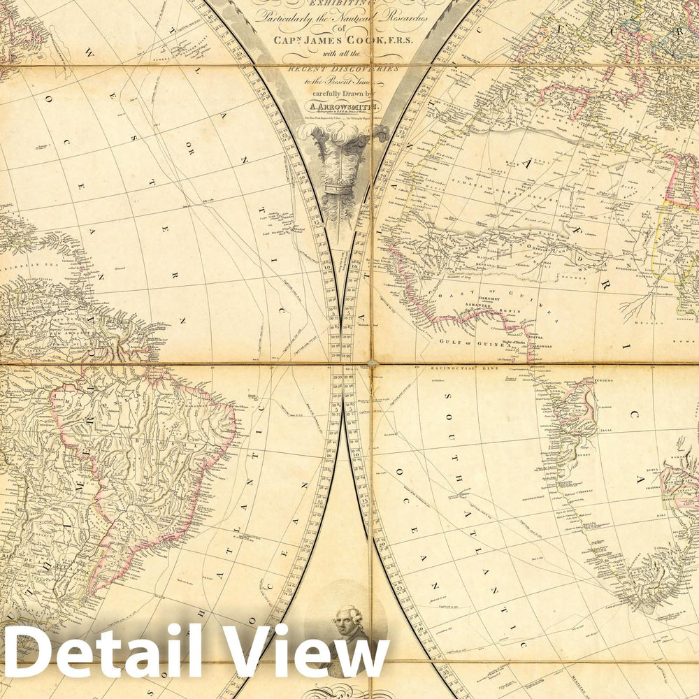 Historic Map : Map of the World.Exhibiting.the.Researches of Capn. James Cook, 1808 - Vintage Wall Art