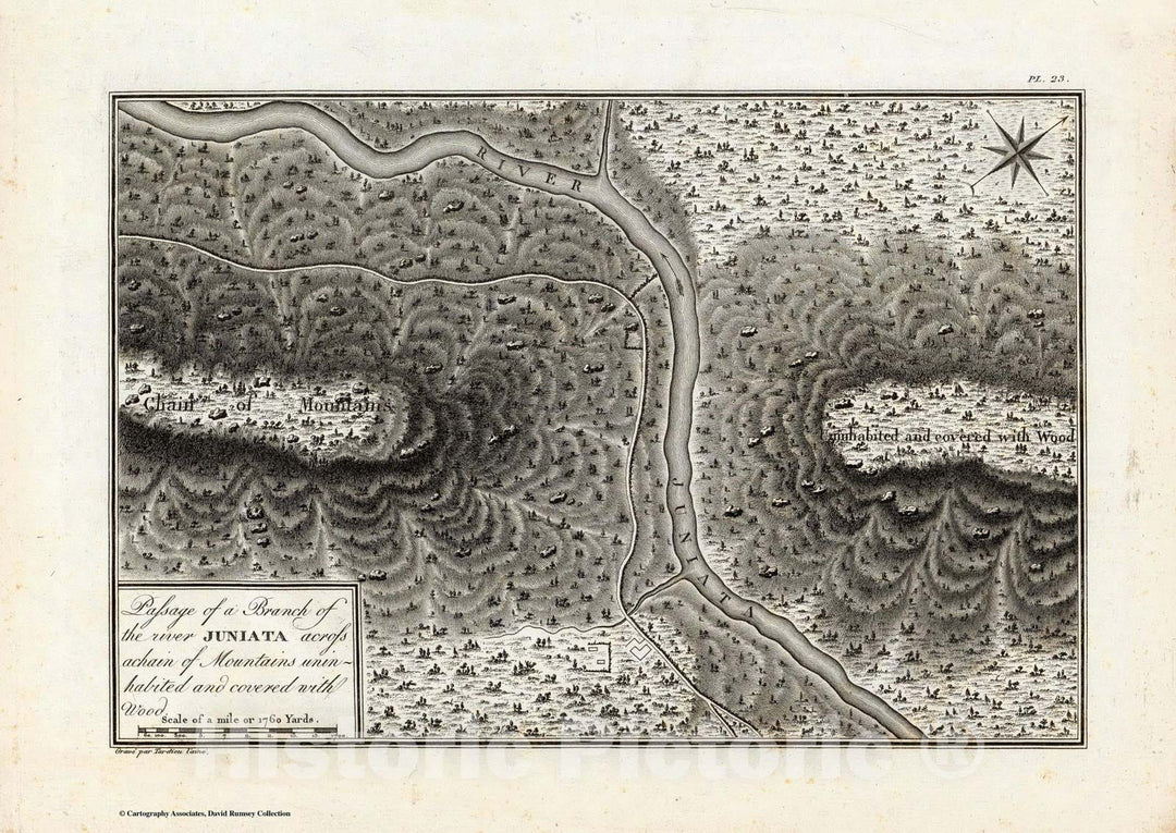 Historic Map : Passage of a Branch of the river Juniata. 1796 - Vintage Wall Art