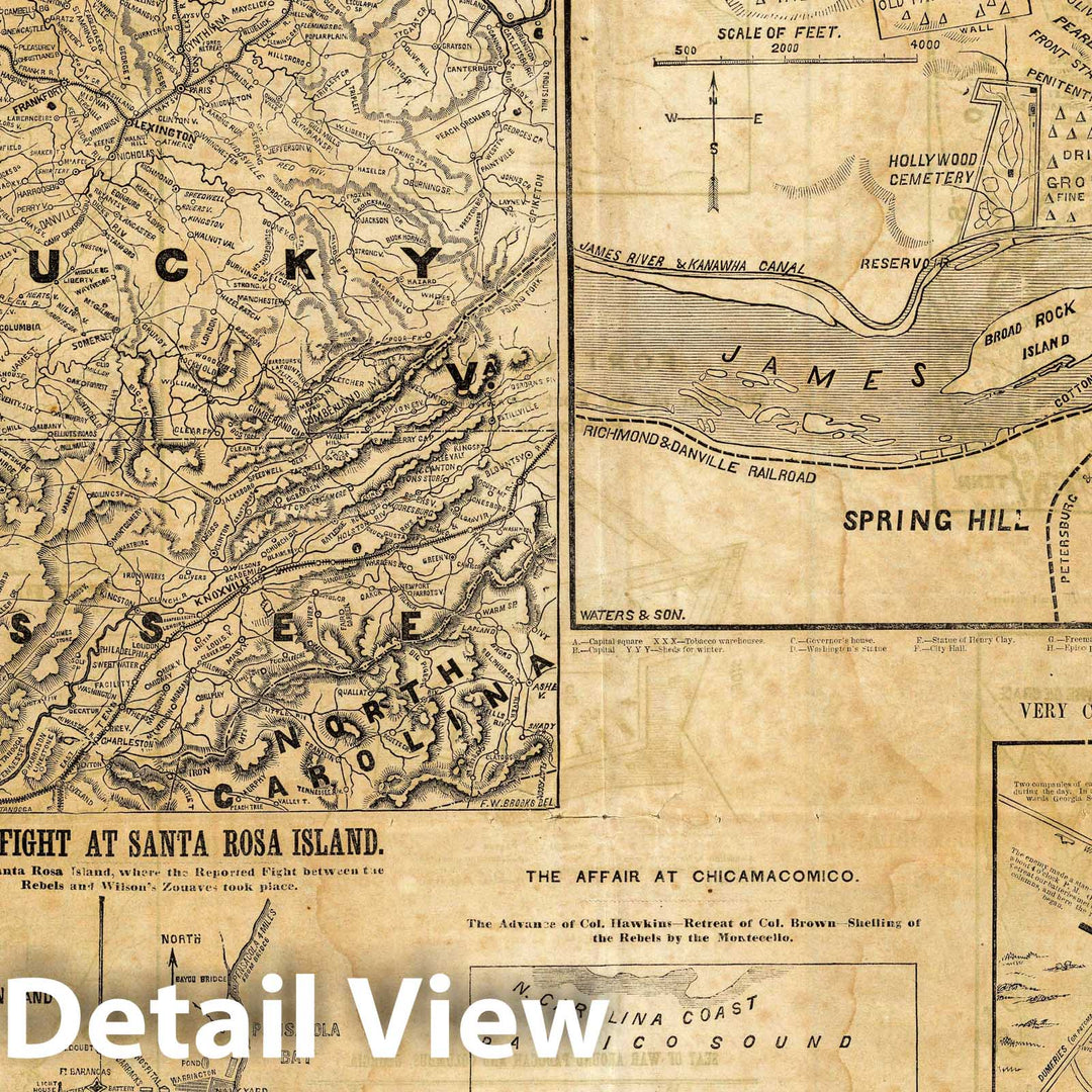 Historic Map : Newspaper, Important Operations in Kentucky and Tennessee. 1861 - Vintage Wall Art