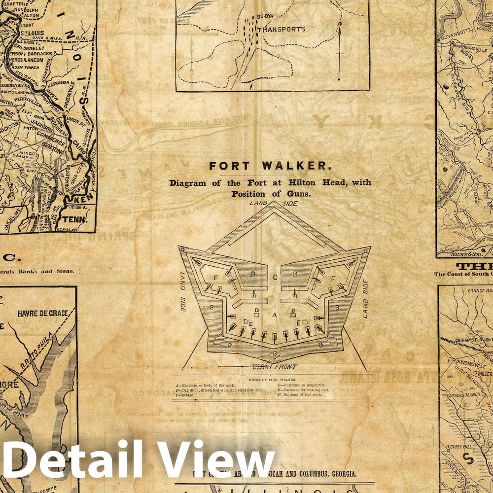 Historic Map : Seven maps from the New York Herald War Maps and Diagrams, 1861 - Vintage Wall Art