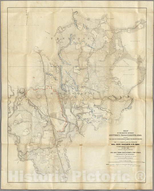 Historic Map : Map of The Country Between Monterey, Tenn. & Corinth, Miss, 1862 - Vintage Wall Art