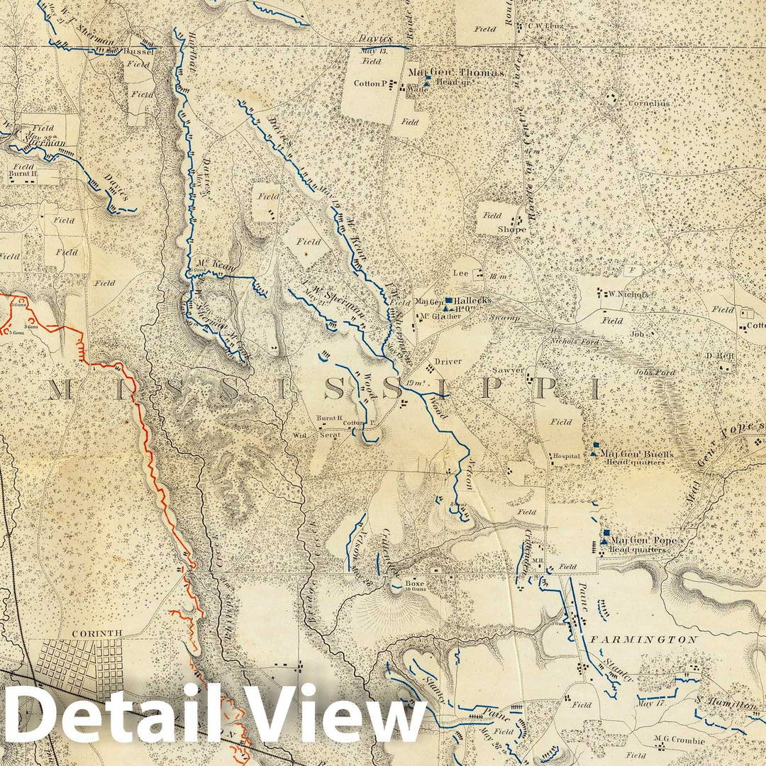 Historic Map : Map of The Country Between Monterey, Tenn. & Corinth, Miss, 1862 - Vintage Wall Art