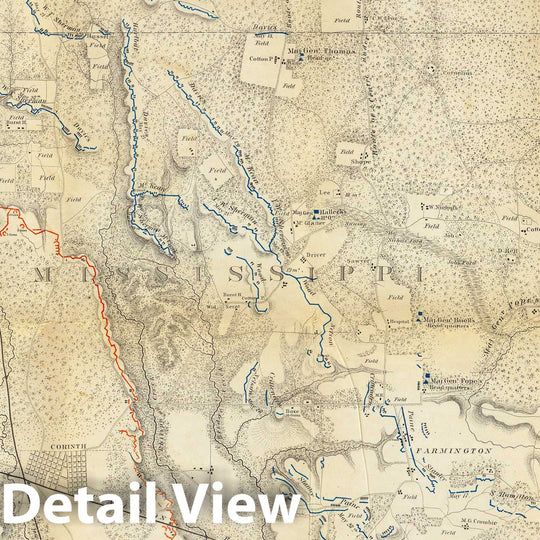 Historic Map : Map of The Country Between Monterey, Tenn. & Corinth, Miss, 1862 - Vintage Wall Art