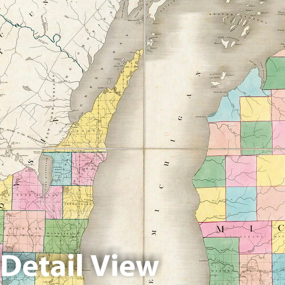 Historic Map : Map of Michigan & Part of Wisconsin Territory, 1839 - Vintage Wall Art