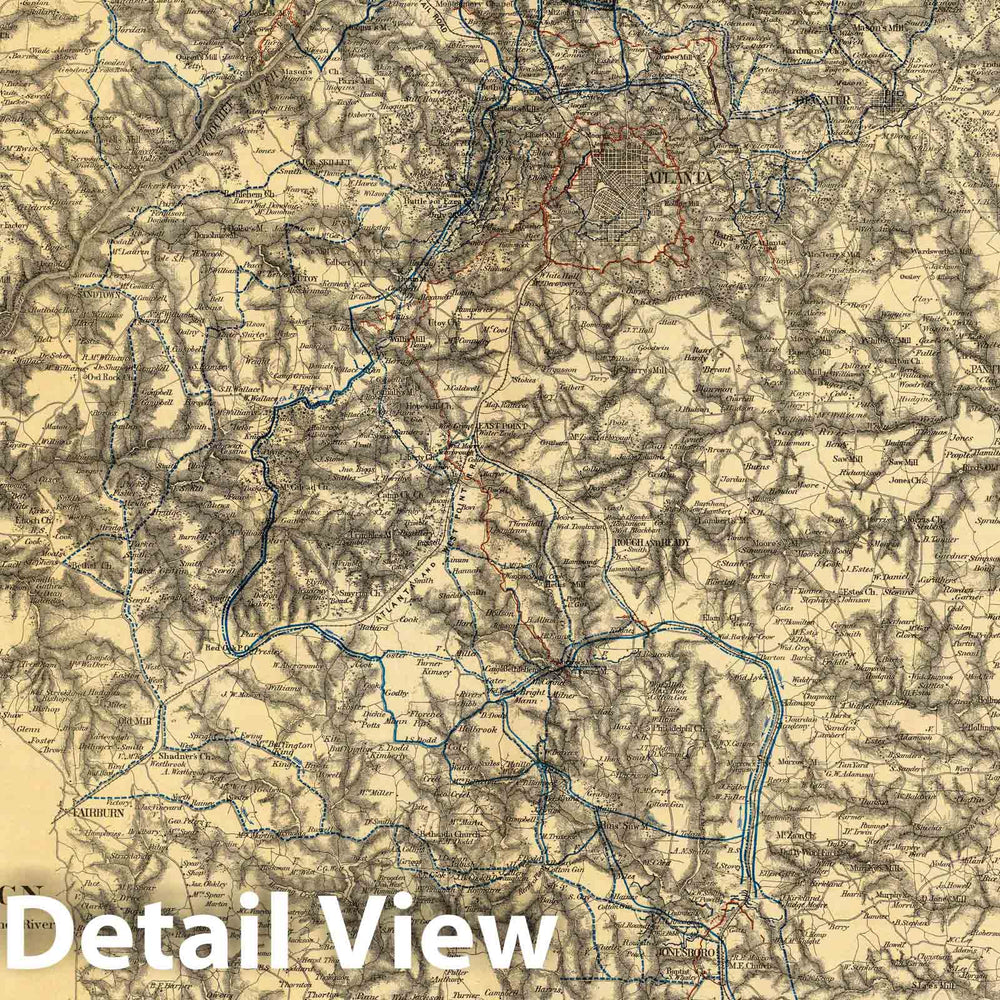 Historic Map : Map V illustrating the Military Operations of the Atlanta Campaign, 1877 - Vintage Wall Art