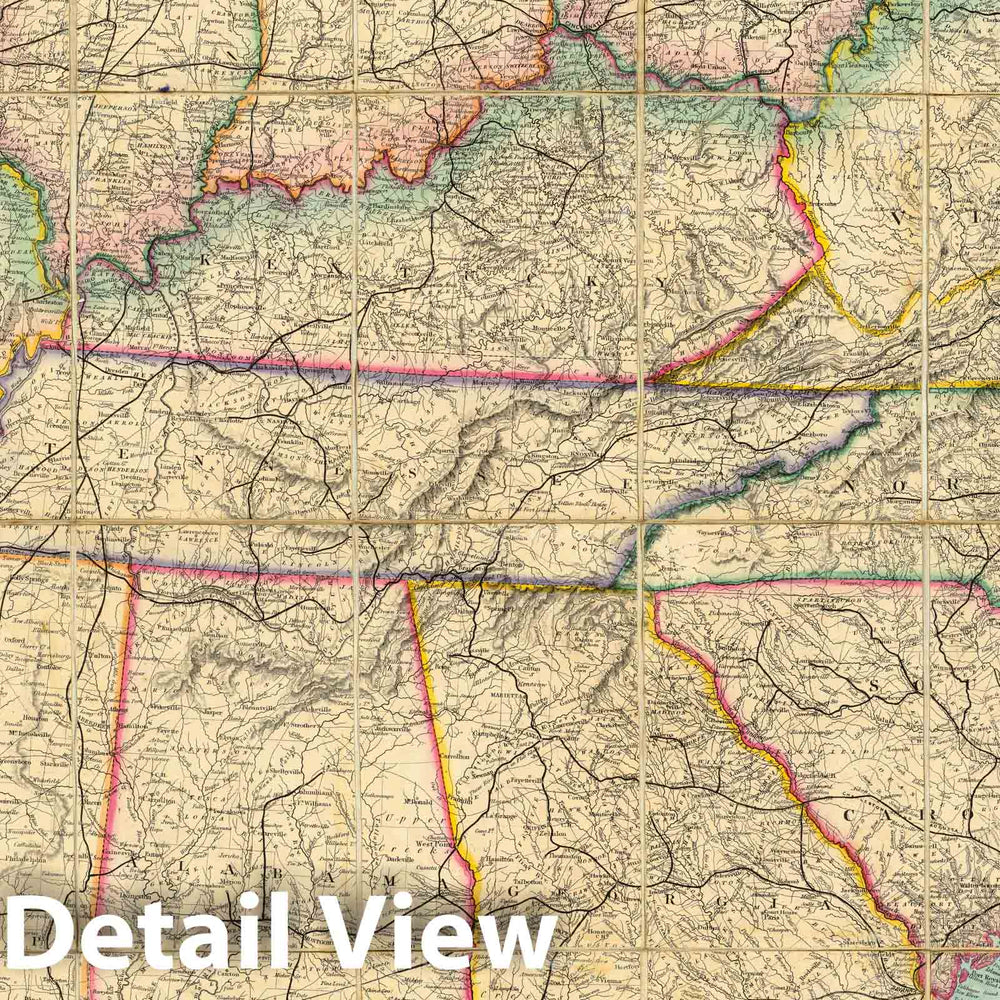 Historic Map : Map of The Southern States of North America, 1865 - Vintage Wall Art