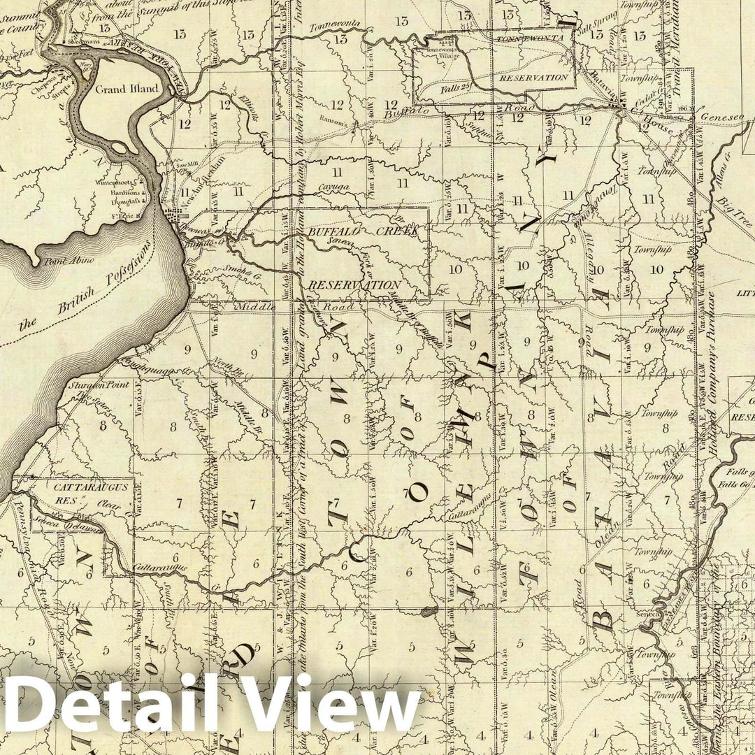 Historic Map - Map of Morris's Purchase or West Geneseo In the State of New York. Exhibiting Part of the Lakes Erie and Ontario, 1800, Joseph Ellicott - Vintage Wall Art