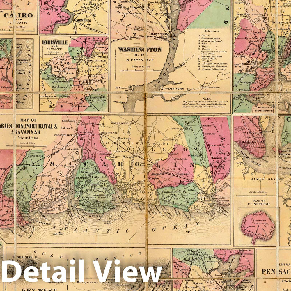 Historic Map : Case Map, Colton's Plans of U.S. Harbors. 1862 - Vintage Wall Art