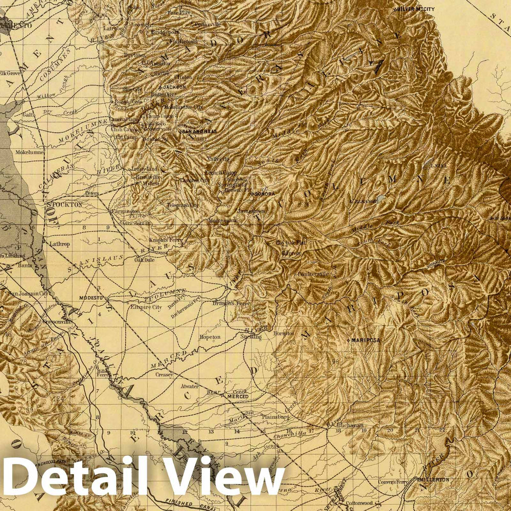 Historic Map : Map of The San Joaquin, Sacramento And Tulare Valleys, 1873 - Vintage Wall Art