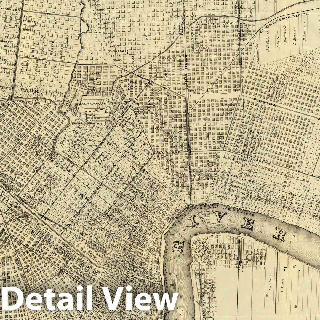 Historic Map - World's Industrial and Cotton Centennial Exposition, New Orleans, La. Plan No. 2 of the City of New Orleans, 1885 - Vintage Wall Art