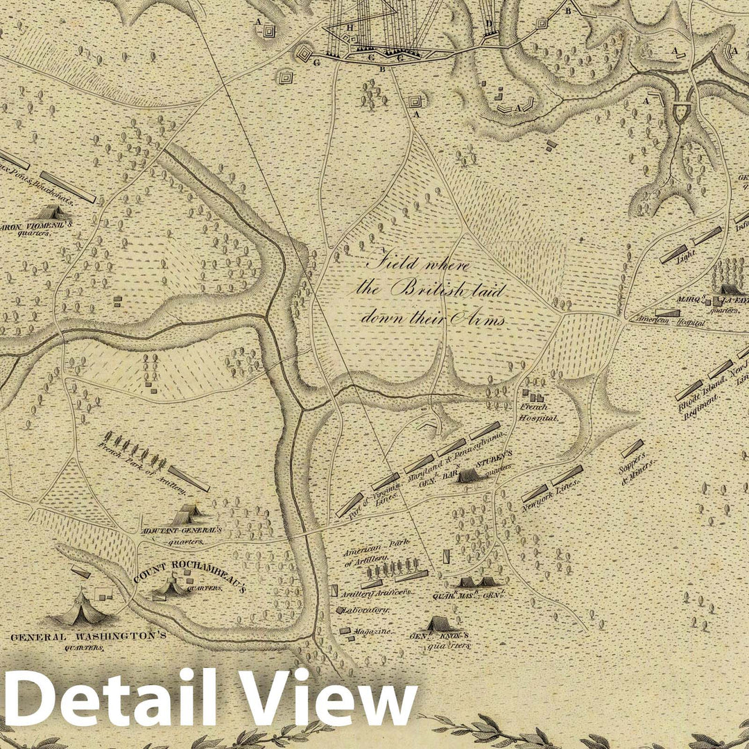 Historic Map : Plan of York Town In Virginia And Adjacent Country. 1825 - Vintage Wall Art