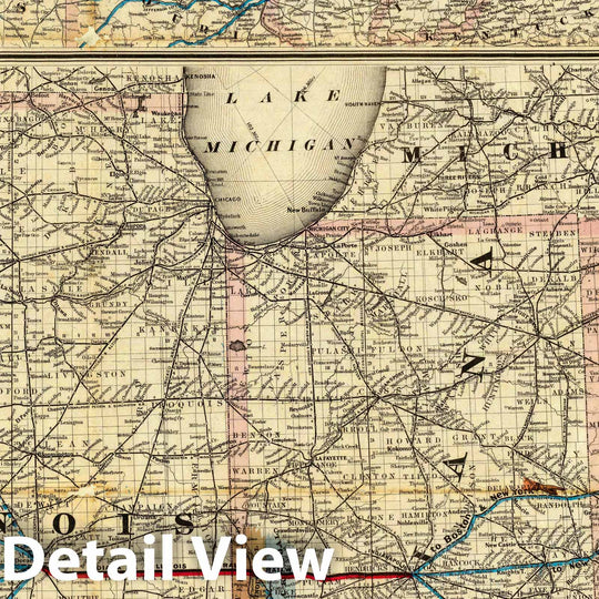 Historic Wall Map : Maps showing the Indiana & Illinois Central Railway, 1872 - Vintage Wall Art